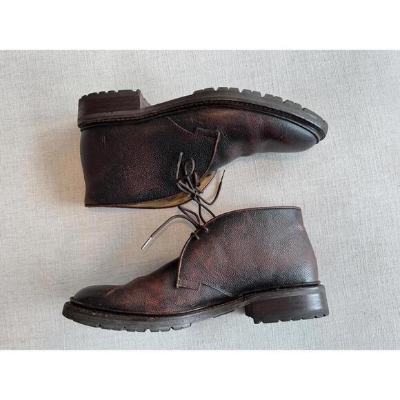 Frye James Dark Brown Burnished Distressed Lug Leather Chukka Boot US 9.5 D main image 5